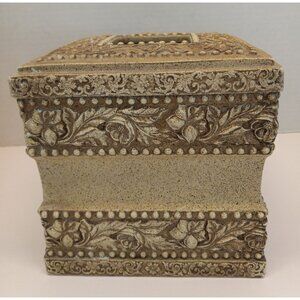 Chris Madden Home Collection Tissue Box Cover Ceramic Frieze JC Penney Embossed